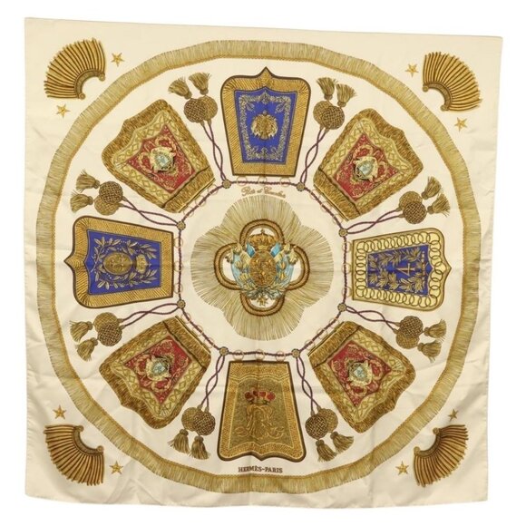 HERMES Carre 90 Scarf ""POSTE ET CAVAIENE"" Silk White Auth - Picture 1 of 16
